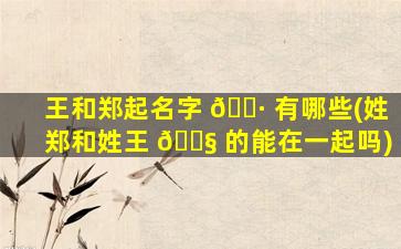 王和郑起名字 🕷 有哪些(姓郑和姓王 🐧 的能在一起吗)